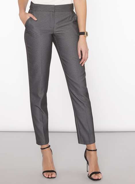 **Tall Black Textured Ankle Grazer Trousers
